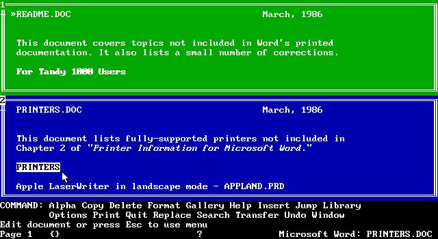 Microsoft Word 3.x (DOS) 0